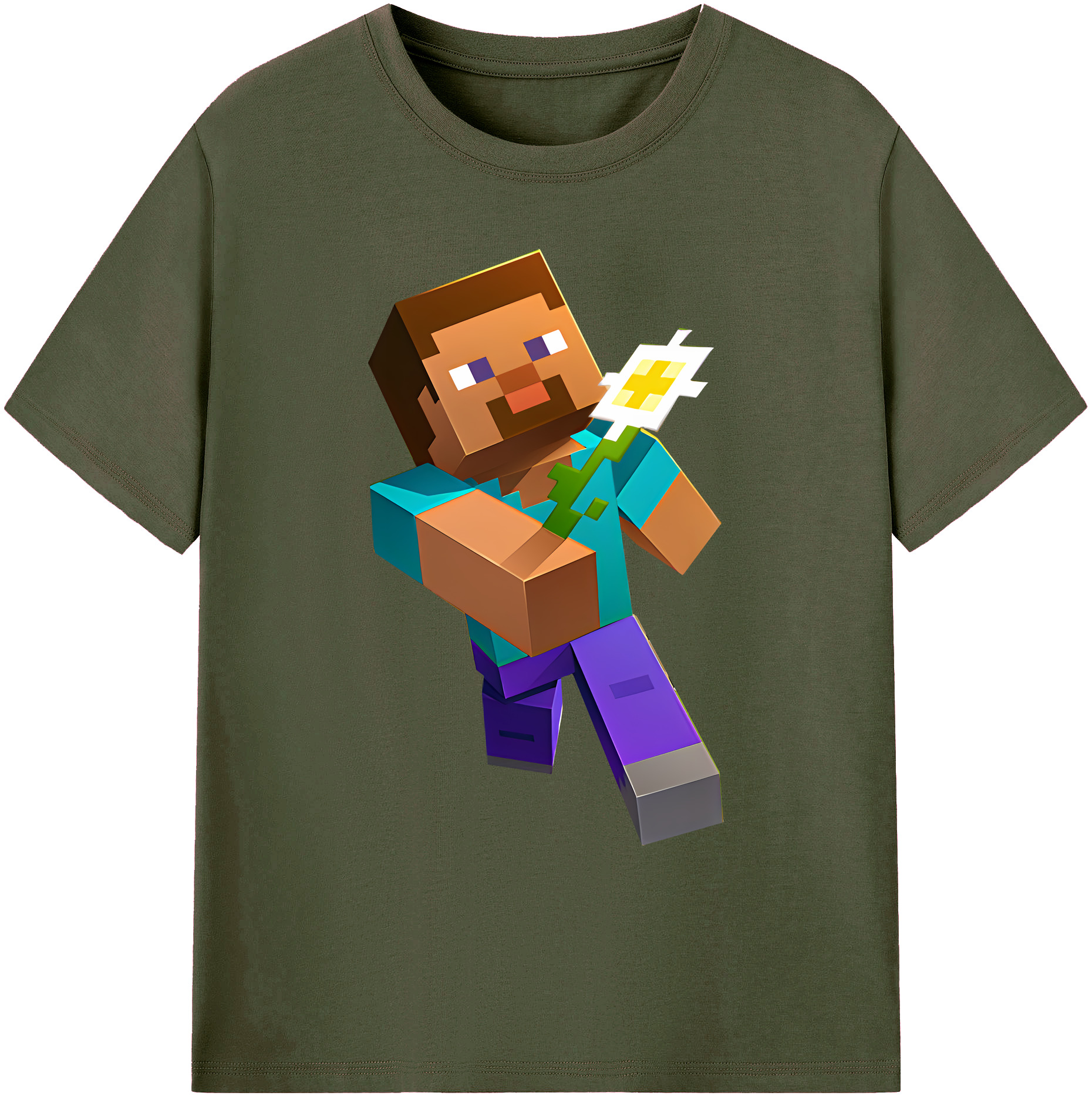 （画像用） マインクラフト ブロックの世界 Minecraft MC Block world 綿100％ メンズ半袖Tシャツ｜肌触りやわらか＆通気性